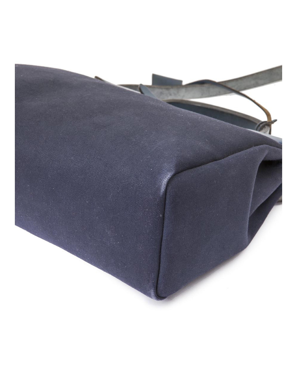 Sac Herbag HERMES en toile bleu nuit et naturel