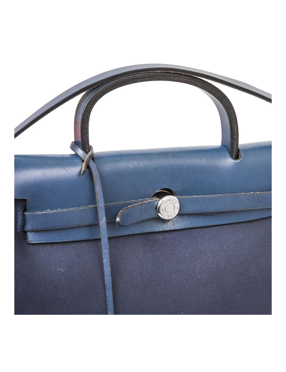 Sac Herbag HERMES  Toile bleu nuit et beige