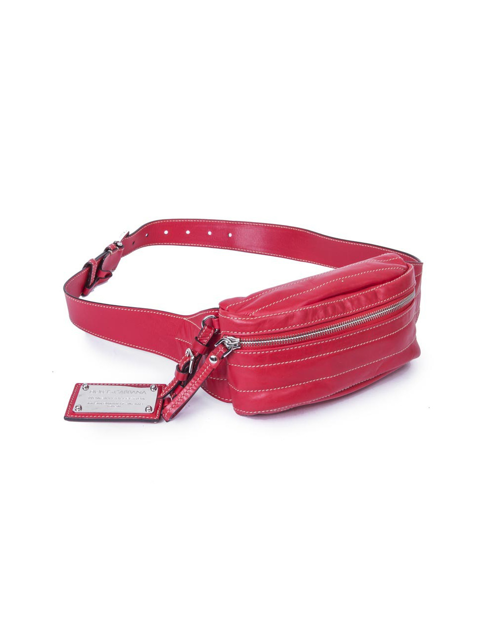 Ceinture banane DOLCE & GABBANA cuir d'agneazu rouge