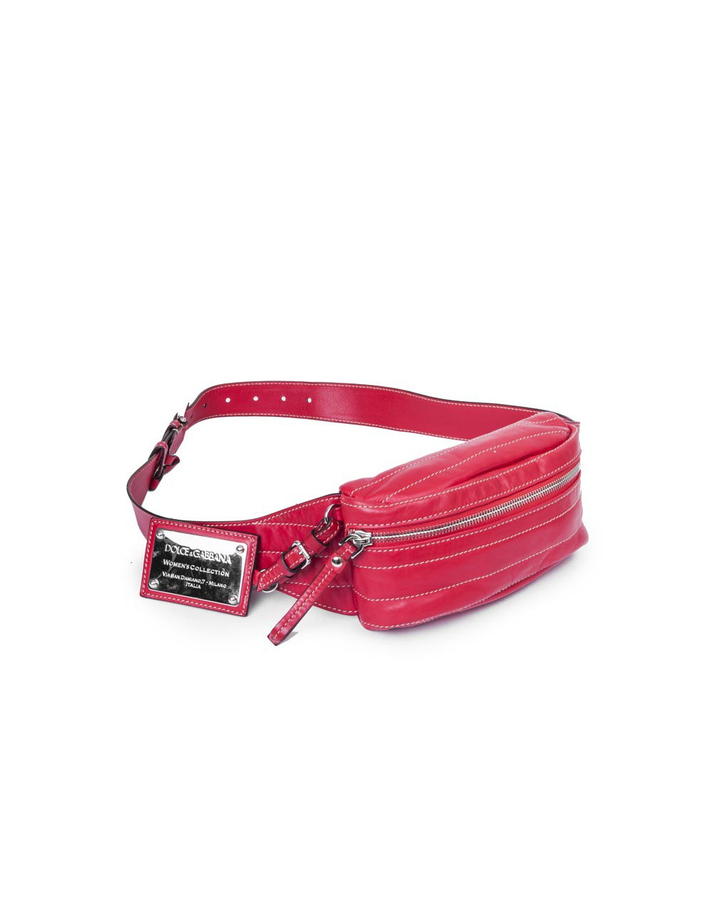 Ceinture banane DOLCE & GABBANA cuir d'agneazu rouge