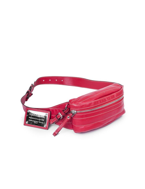 DOLCE & GABBANA banana belt bag in soft red lambskin leather