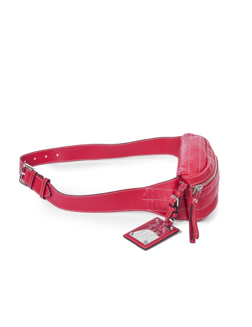 DOLCE & GABBANA banana belt bag in soft red lambskin leather