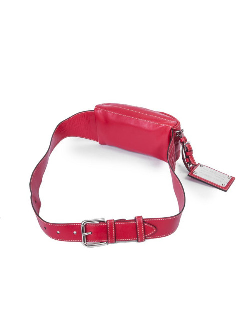 DOLCE & GABBANA banana belt bag in soft red lambskin leather