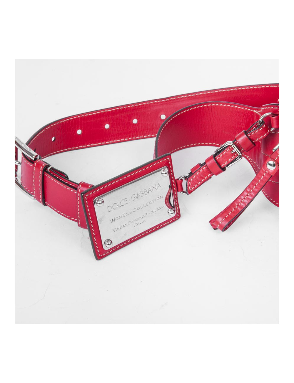 DOLCE & GABBANA banana belt bag in soft red lambskin leather