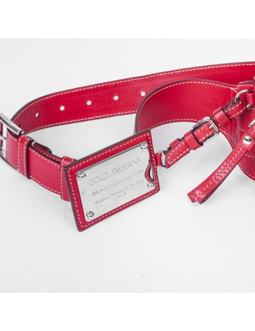 DOLCE & GABBANA banana belt bag in soft red lambskin leather