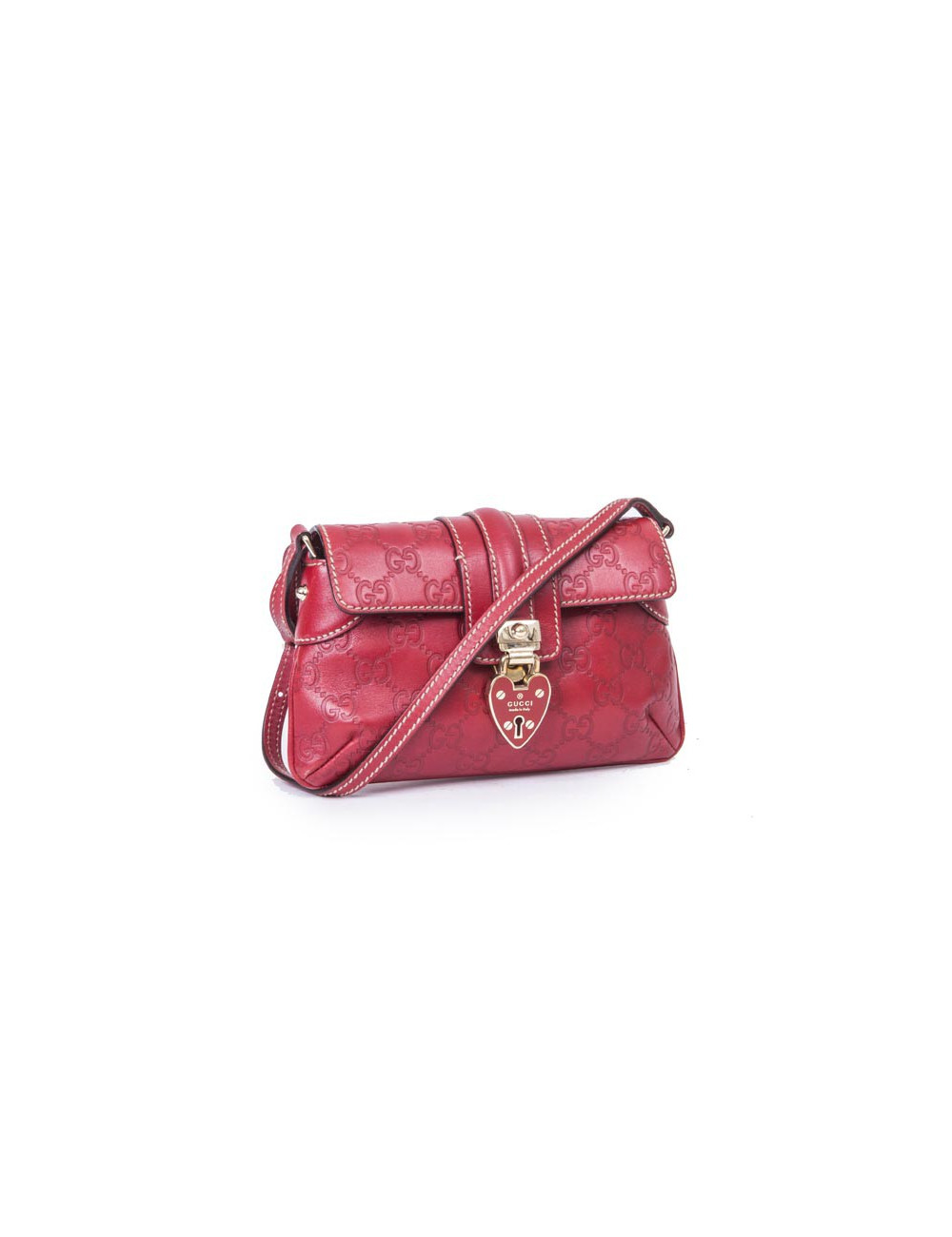 Petit sac GUCCI cuir embosé "GG" rouge