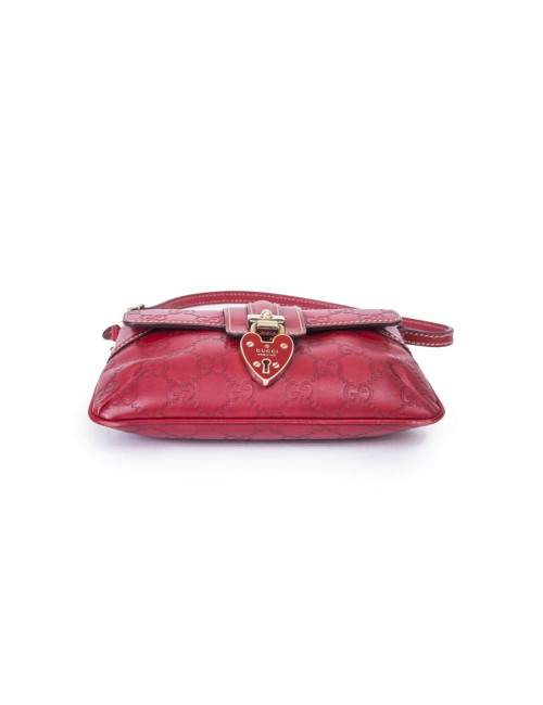 Petit sac GUCCI cuir embosé "GG" rouge