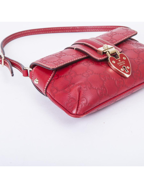 Petit sac GUCCI cuir embosé "GG" rouge
