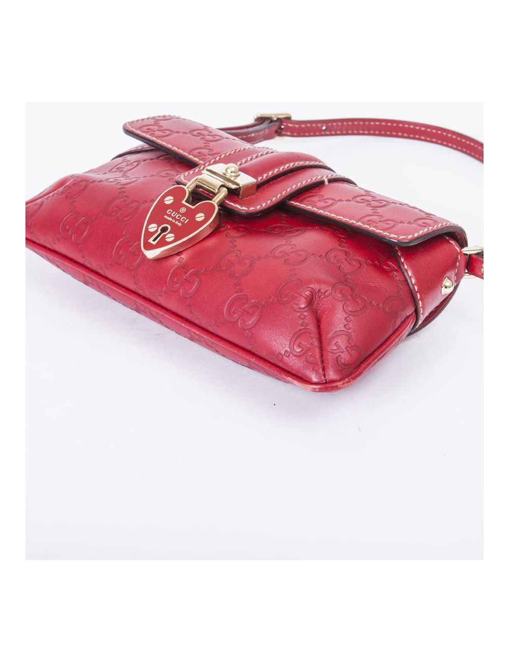 Petit sac GUCCI cuir embosé "GG" rouge