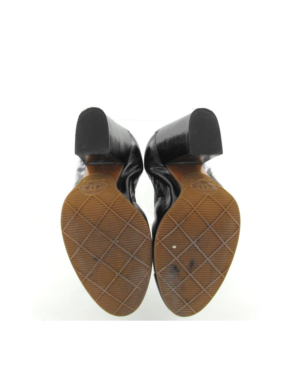 Escarpins CHANEL T38.5 en cuir lisse noir