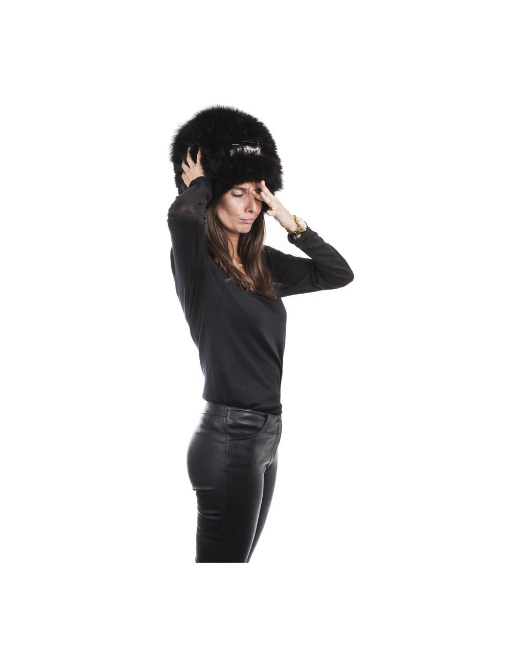 Toque CHRISTIAN DIOR en renard noir