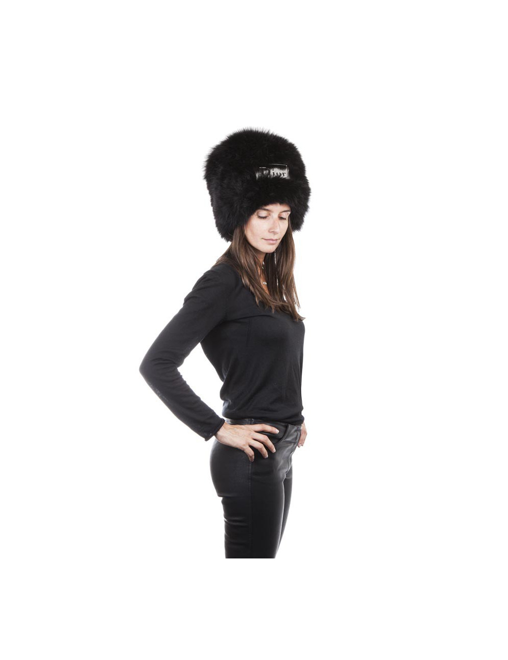 Toque CHRISTIAN DIOR en renard noir