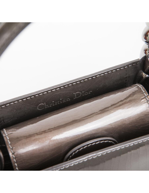 Sac Lady D  DIOR cuir verni  brun