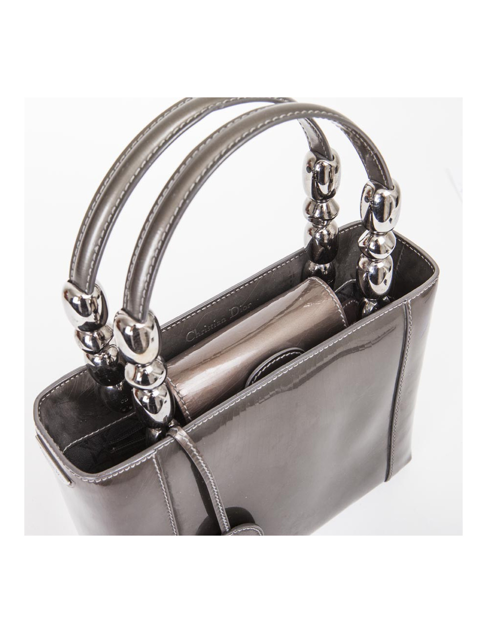 Sac Lady D  DIOR cuir verni  brun