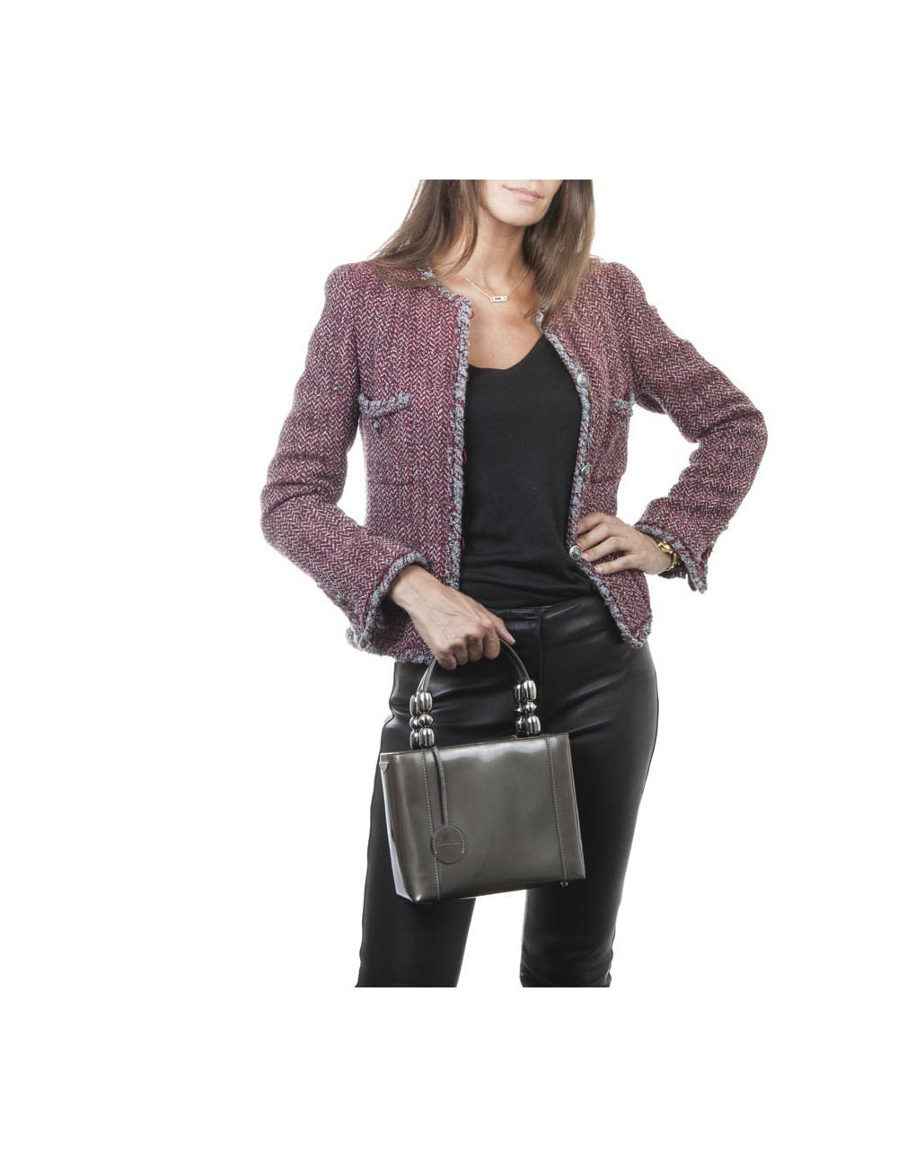 Sac Lady D  DIOR cuir verni  brun