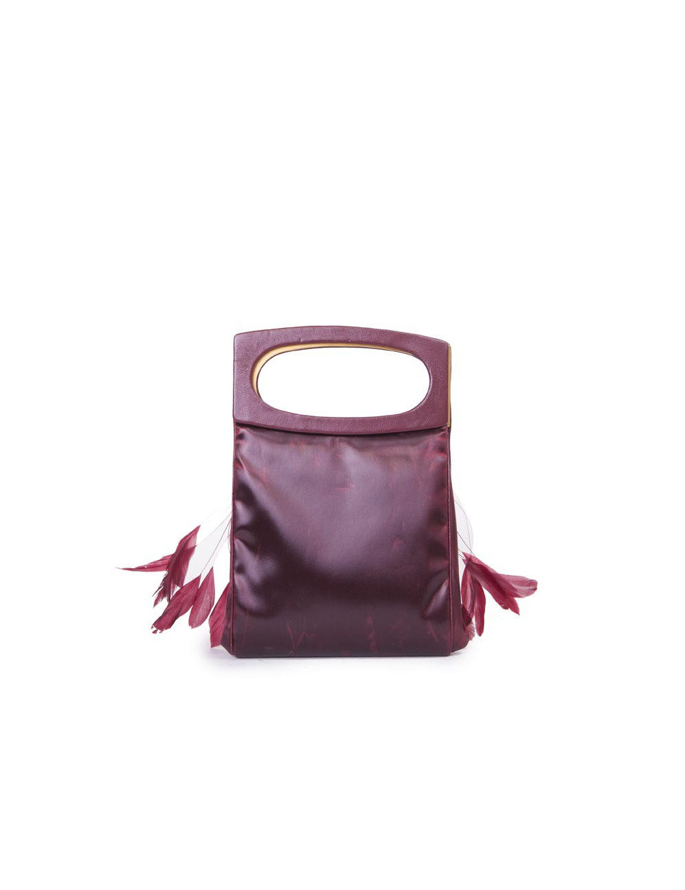 LALIQUE evening bag red leather and feather