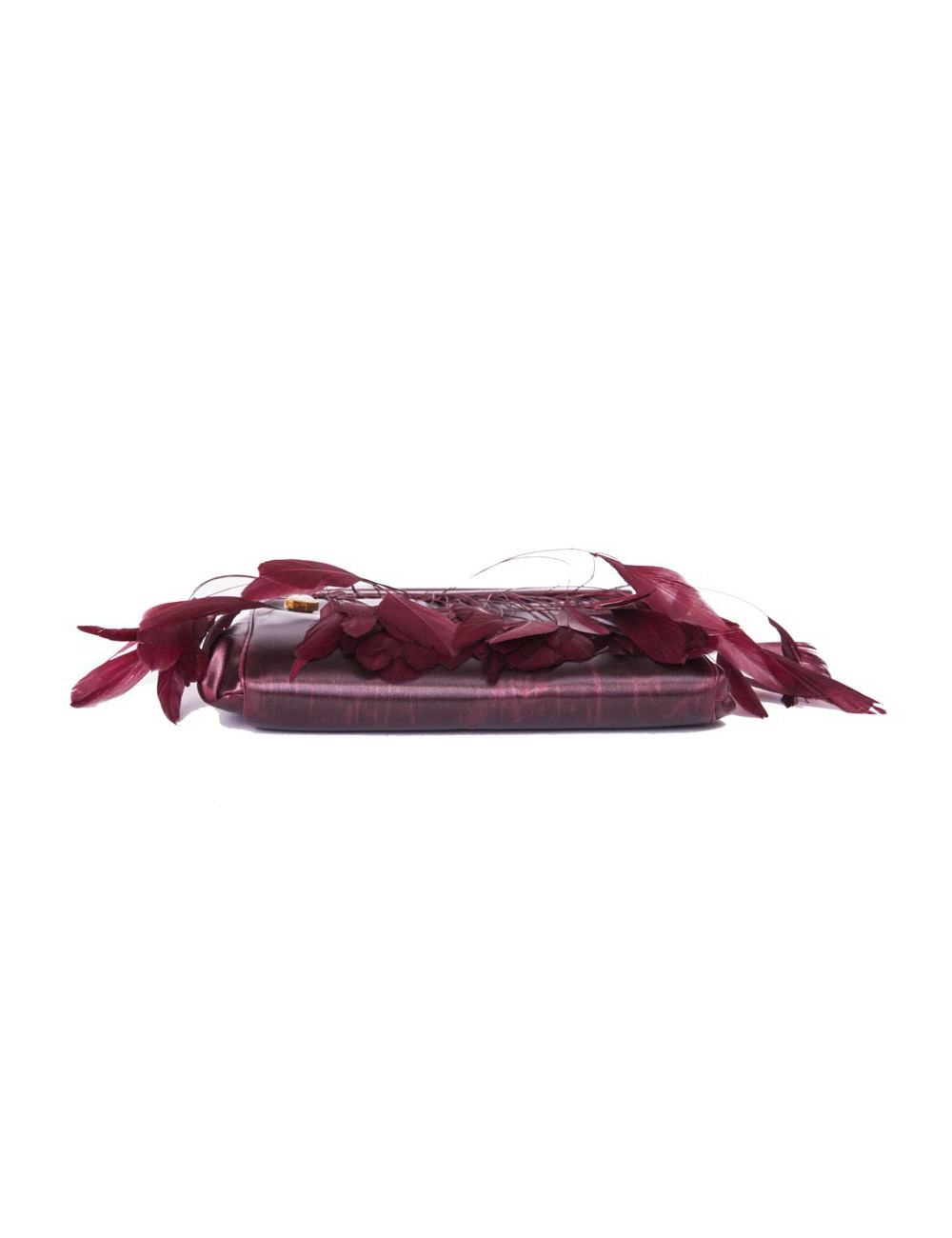 LALIQUE evening bag red leather and feather