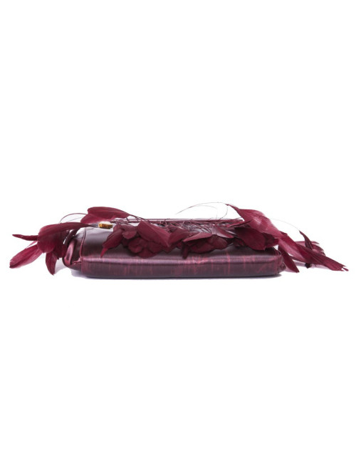 LALIQUE evening bag red leather and feather
