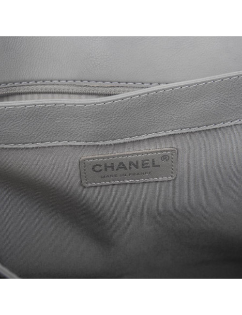 Sac CHANEL Boy en cuir gris Collector