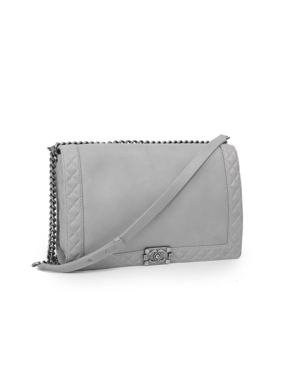 Sac CHANEL Boy en cuir gris Collector
