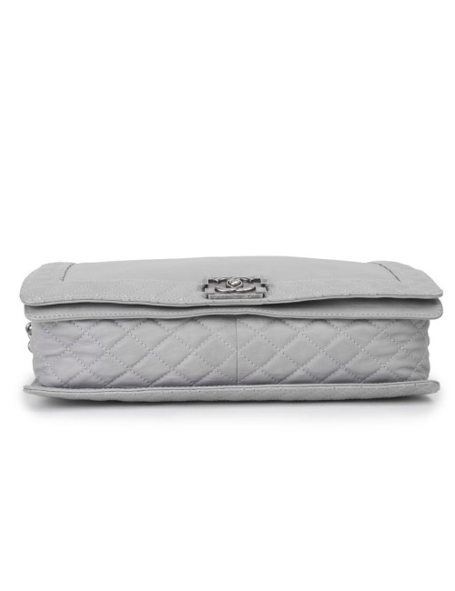 Sac CHANEL Boy en cuir gris Collector