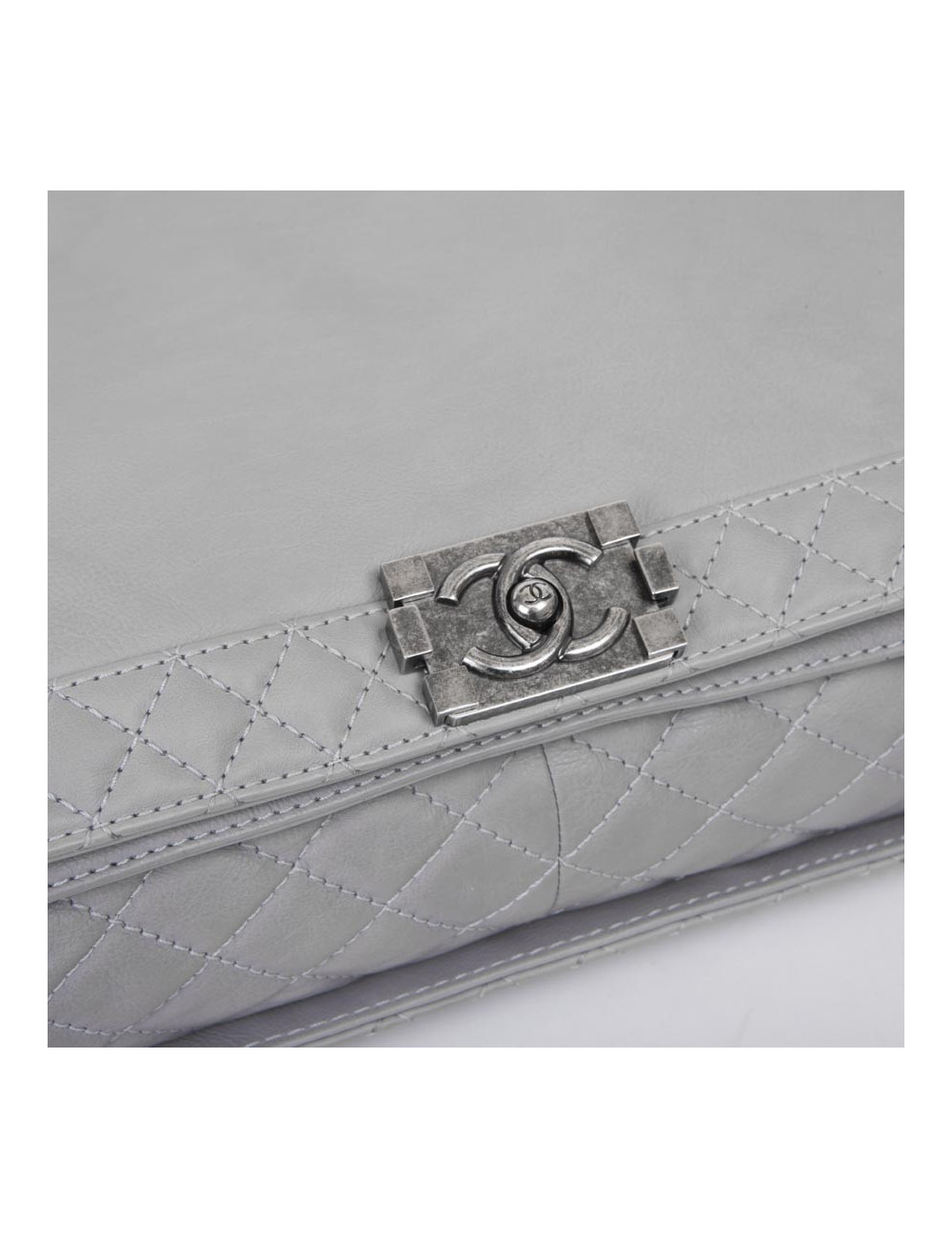 Sac CHANEL Boy en cuir gris Collector