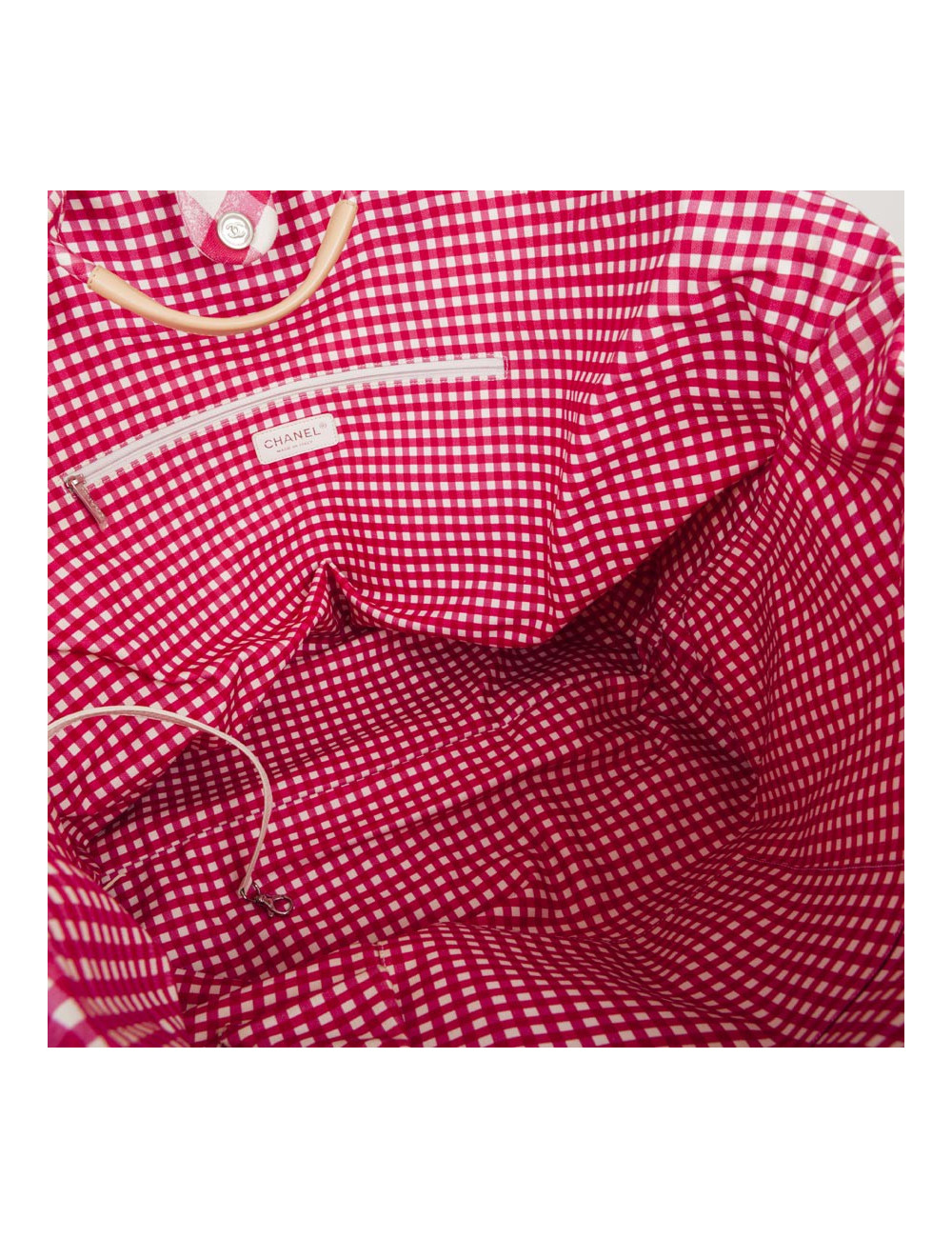 Sac CHANEL Cabas rose et blanc