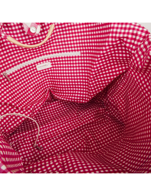 Sac CHANEL Cabas rose et blanc
