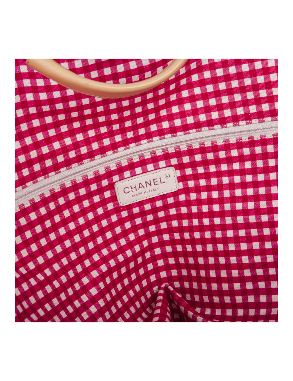 Sac CHANEL Cabas rose et blanc