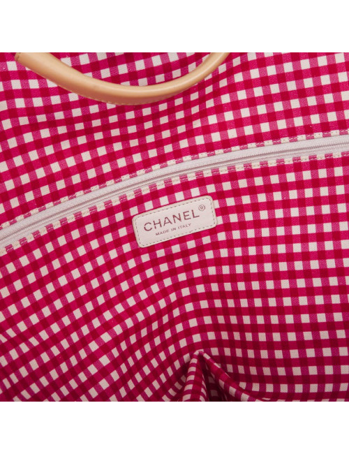 Sac CHANEL Cabas rose et blanc