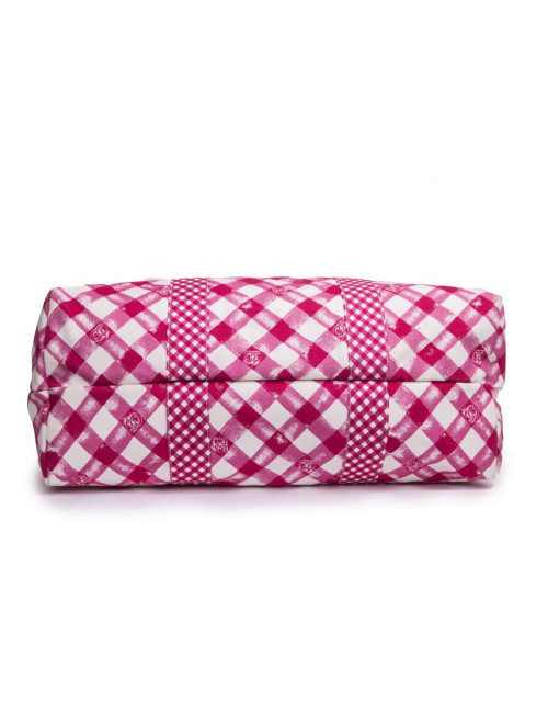 Sac CHANEL Cabas rose et blanc