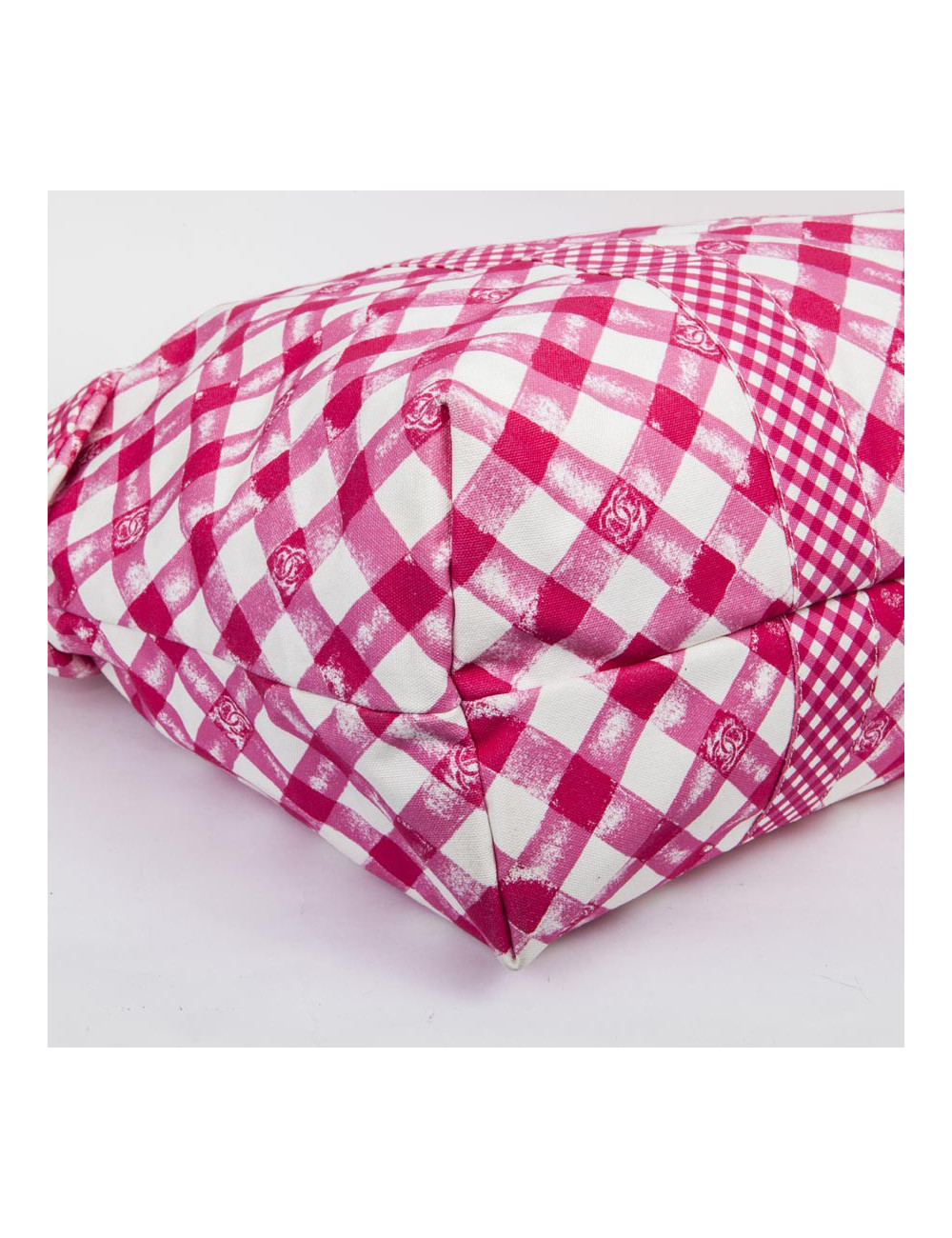 Sac CHANEL Cabas rose et blanc