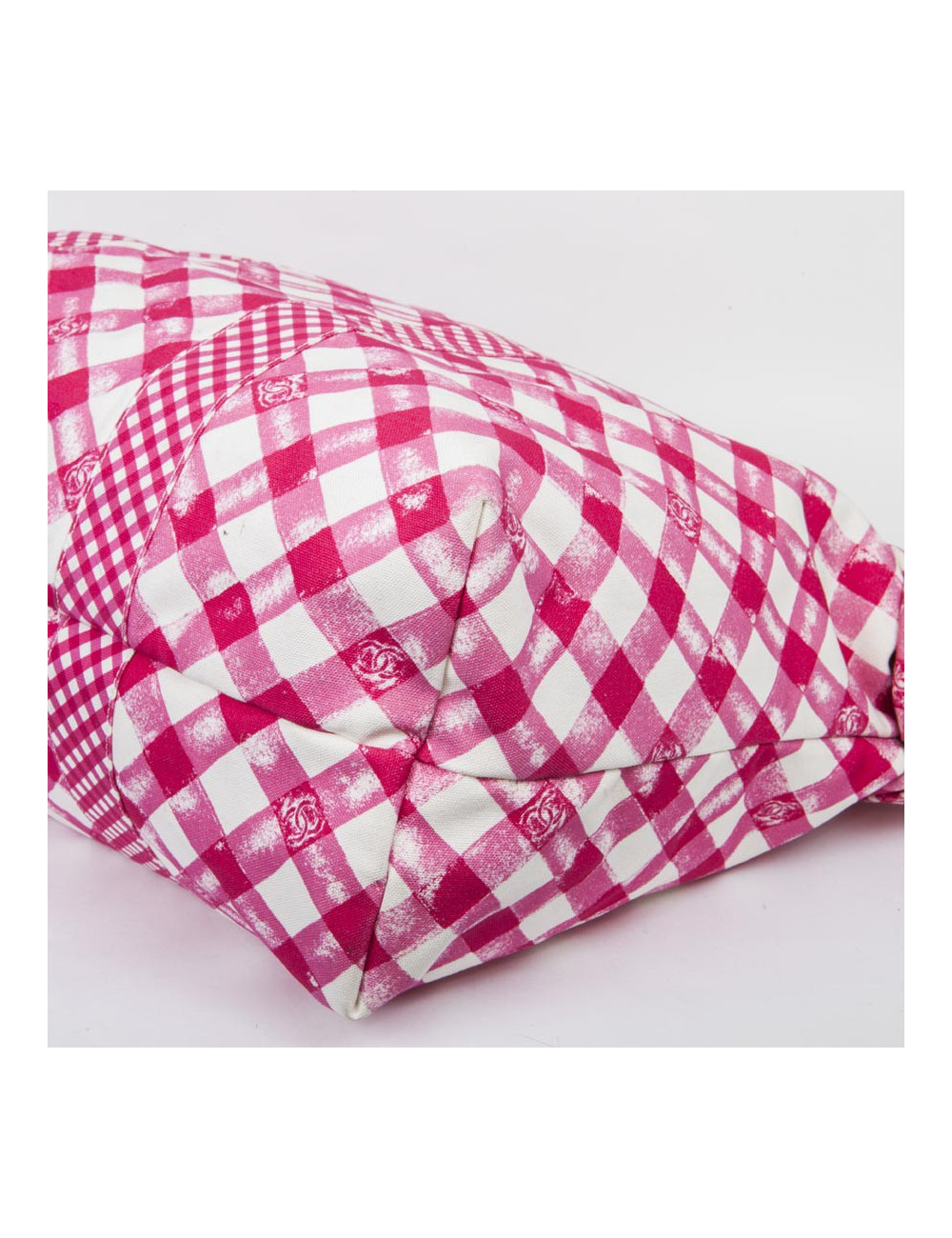 Sac CHANEL Cabas rose et blanc