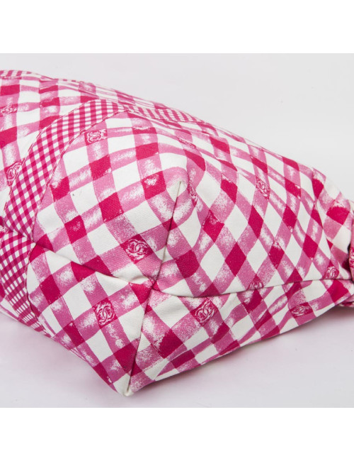 Sac CHANEL Cabas rose et blanc