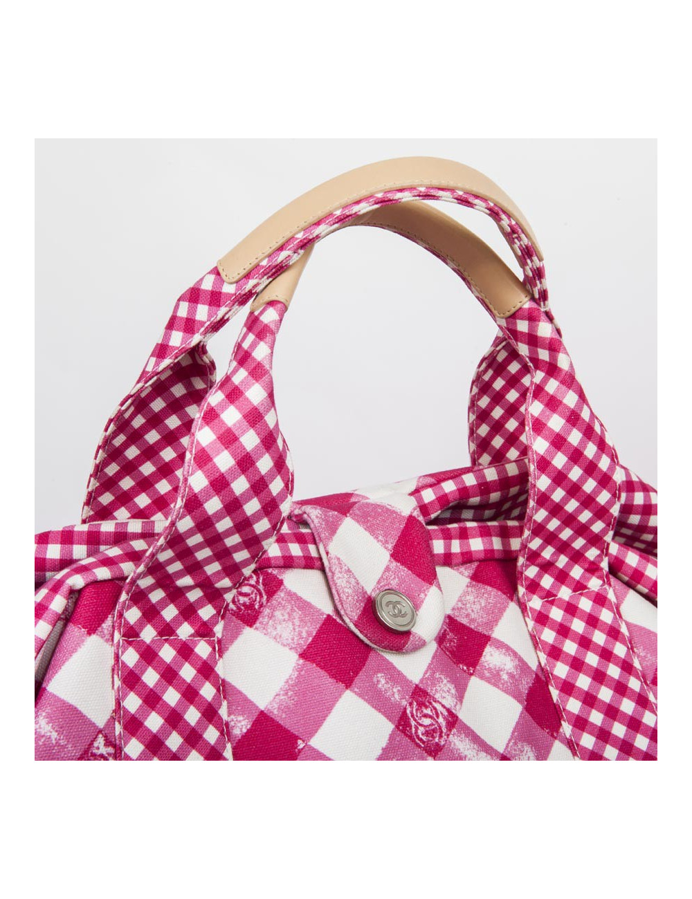 Sac CHANEL Cabas rose et blanc