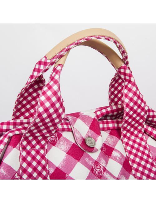 Sac CHANEL Cabas rose et blanc