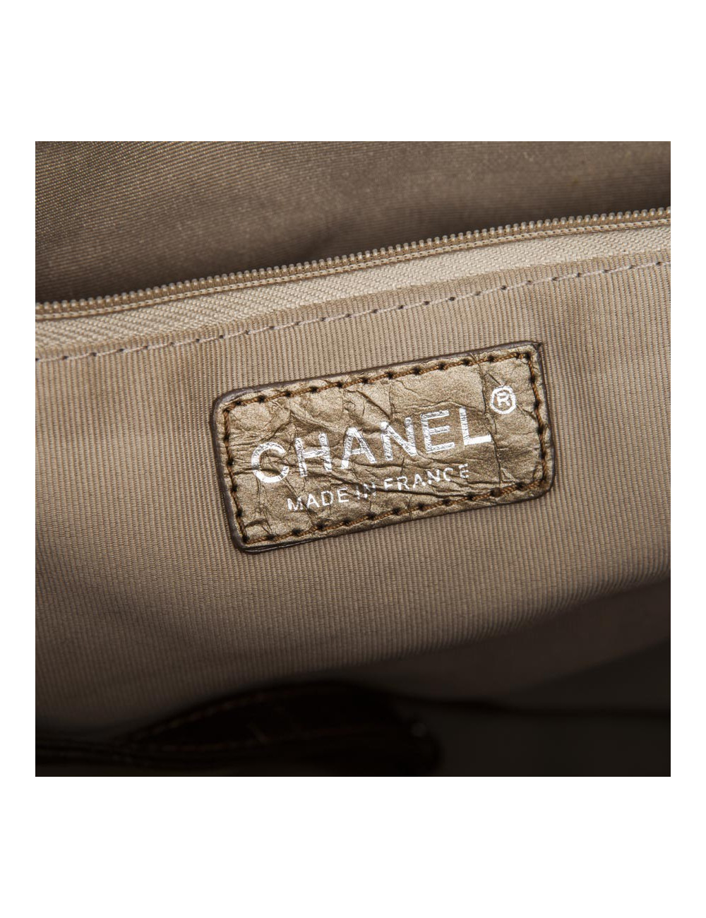 Sac Cabas CHANEL cuir vieilli doré bronze