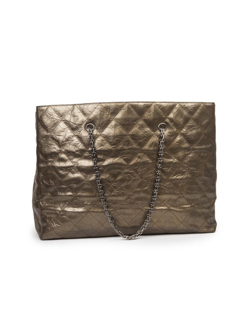 Sac Cabas CHANEL cuir vieilli doré bronze