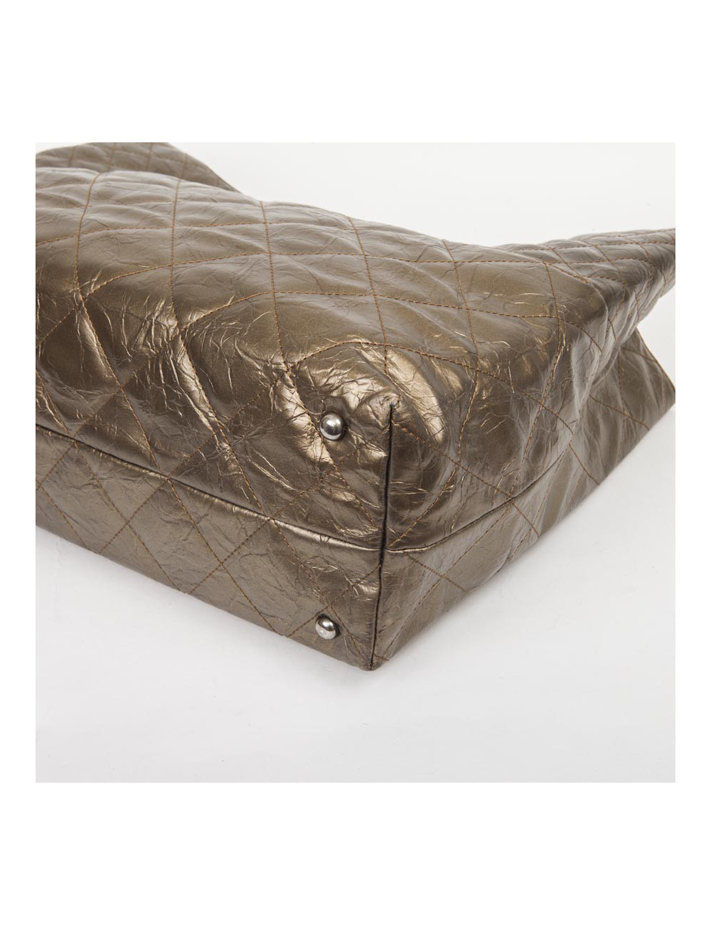 Sac Cabas CHANEL cuir vieilli doré bronze