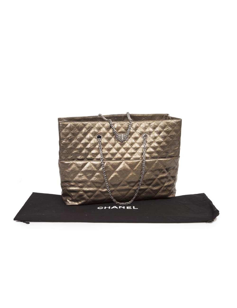 Sac Cabas CHANEL cuir vieilli doré bronze
