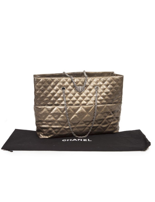 Sac Cabas CHANEL cuir vieilli doré bronze