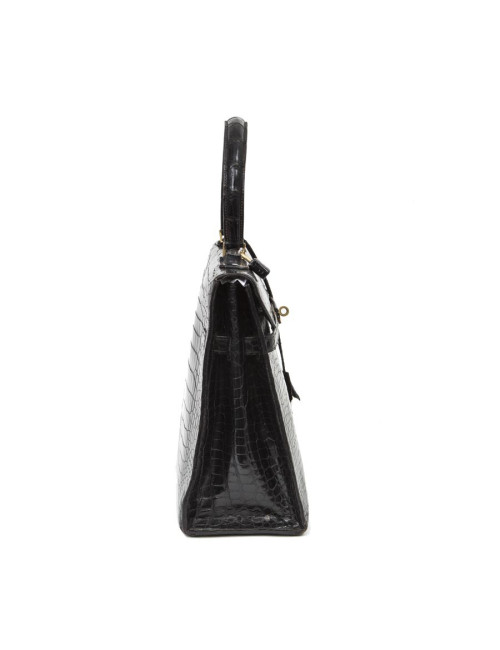 Sac HERMES "Monaco"crocodile porosus noir