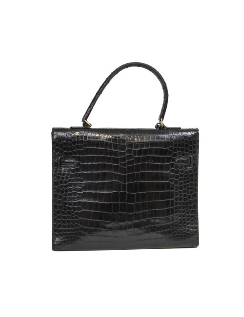 Sac HERMES "Monaco"crocodile porosus noir