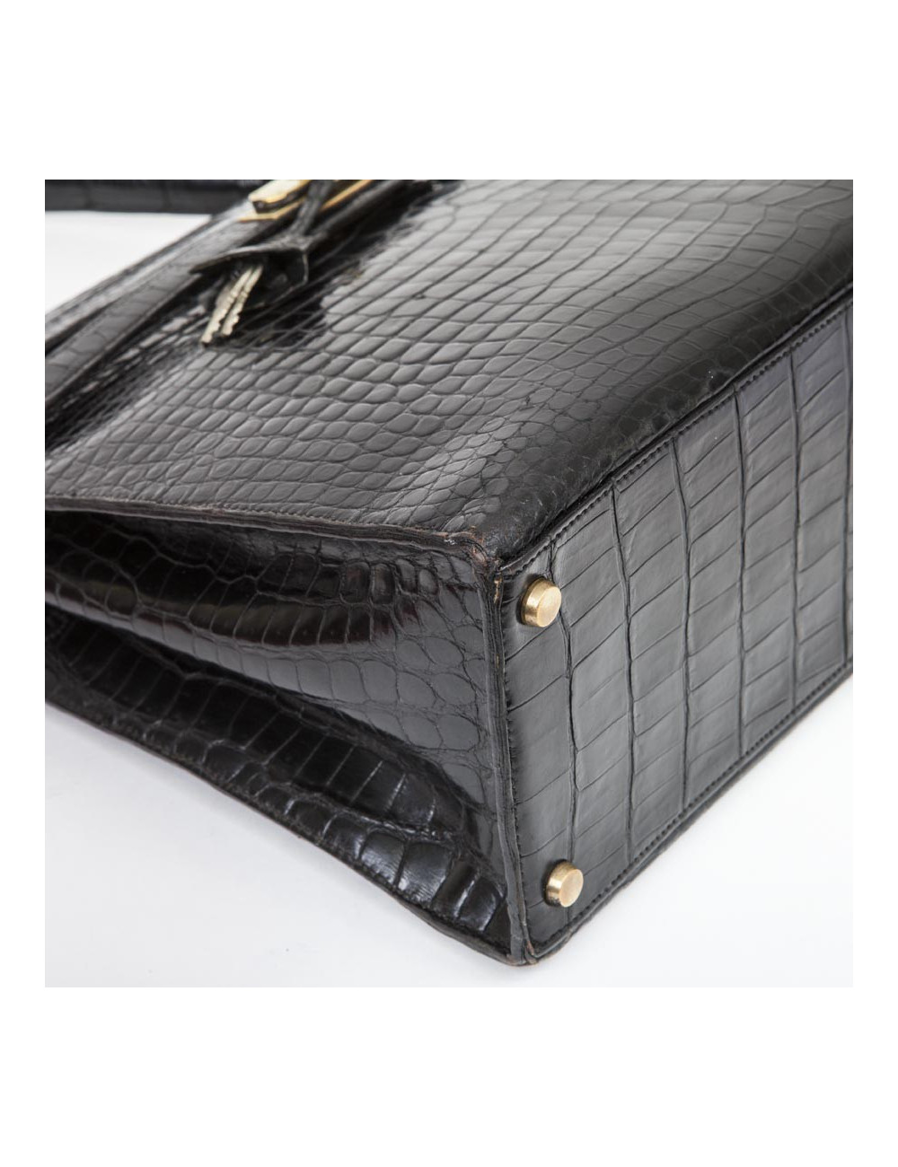 Sac HERMES "Monaco"crocodile porosus noir