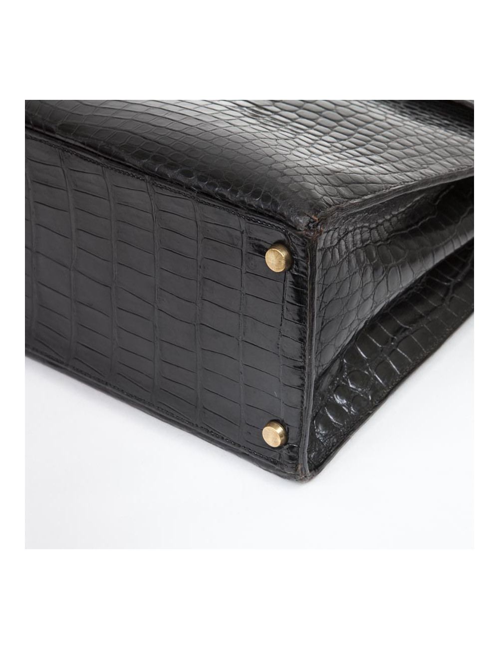 Sac HERMES "Monaco"crocodile porosus noir