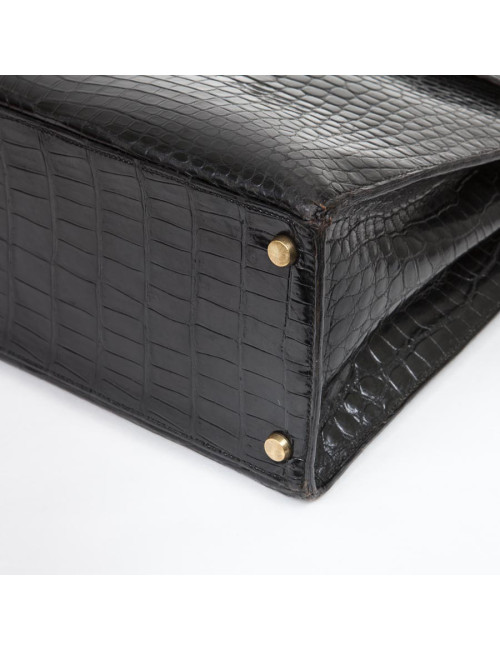Sac HERMES "Monaco"crocodile porosus noir