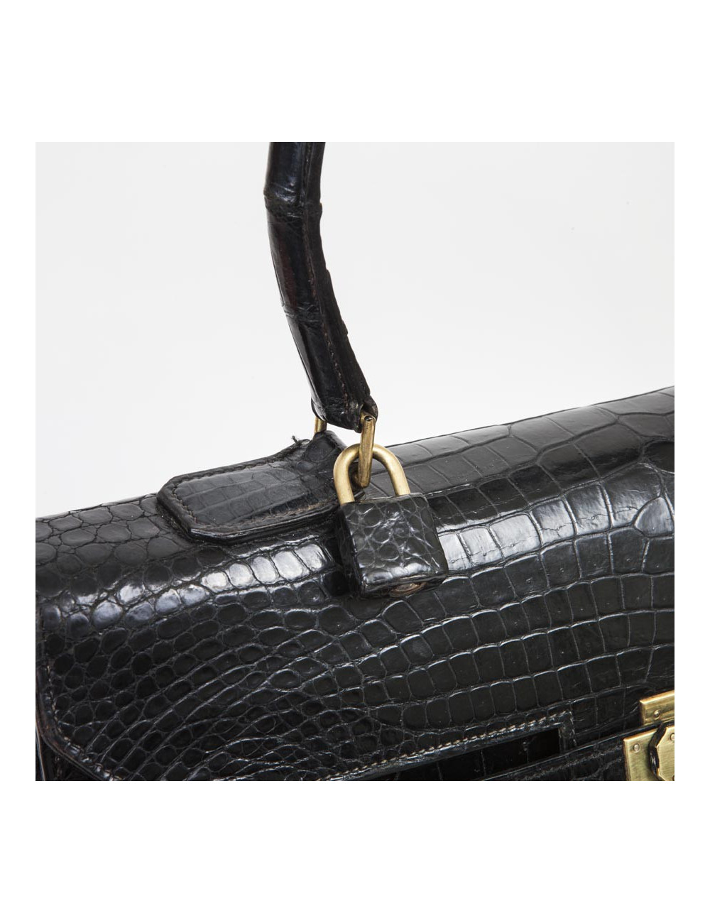 Sac HERMES "Monaco"crocodile porosus noir