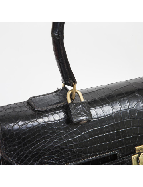 Sac HERMES "Monaco"crocodile porosus noir