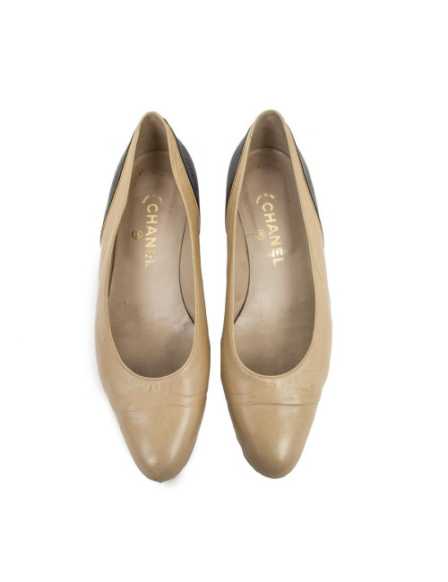 Ballérines CHANEL T 9 IT/ en cuir d'agneau noir matelassé