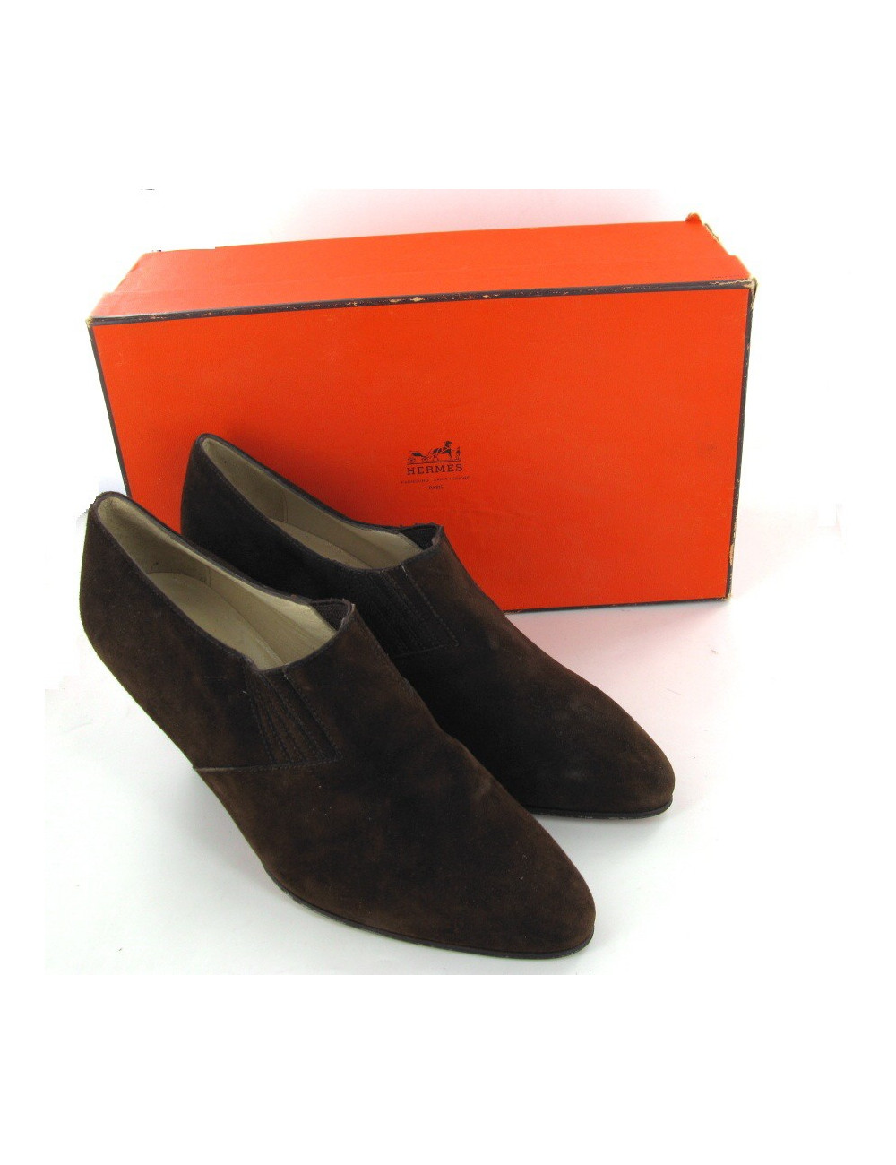 Boots HERMES T36 vintage en daim marron